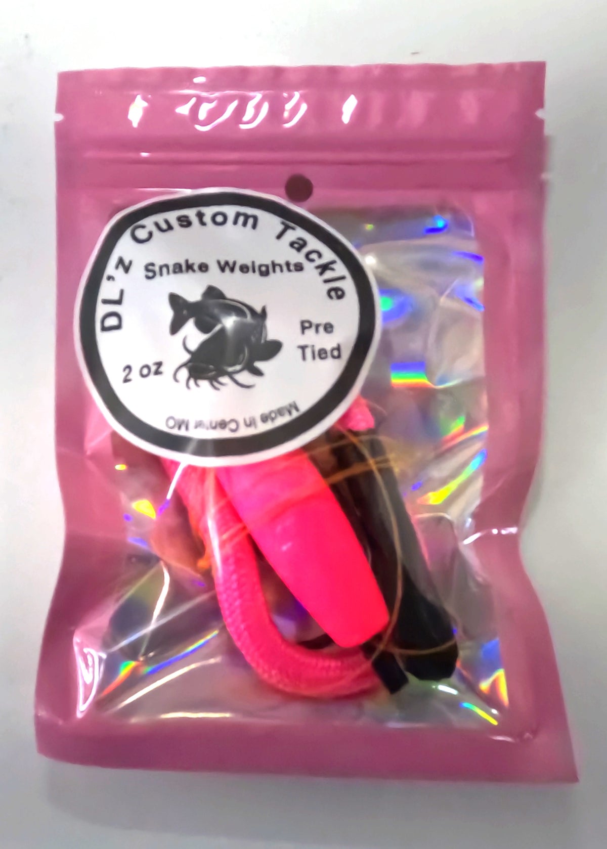 2oz. Hot Pink Pre Tied Santee Copper style Snake Weight sinker rig. Sold 1 rig per package.