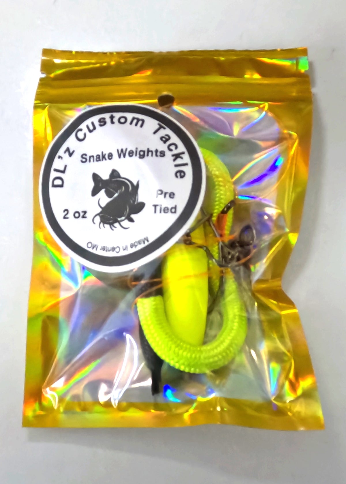 2oz. Yellow Pre Tied Santee Copper style Snake Weight sinker rig. Sold 1 rig per package.