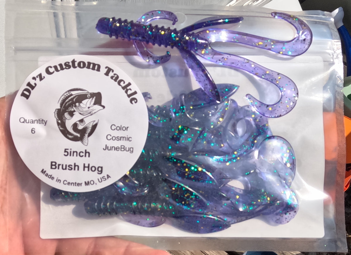5 inch Brush Hog Bait Color - Cosmic Junebug 6 Pack