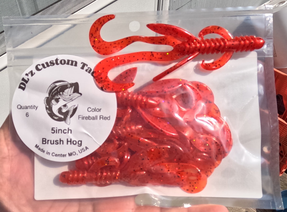 5 inch Brush Hog Bait Color - Fireball Red 6 Pack