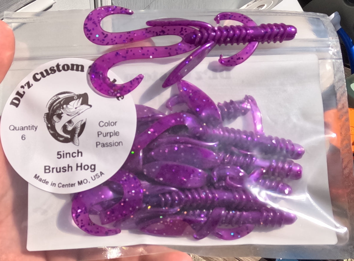 5 inch Brush Hog Bait Color - Purple Passion 6 Pack