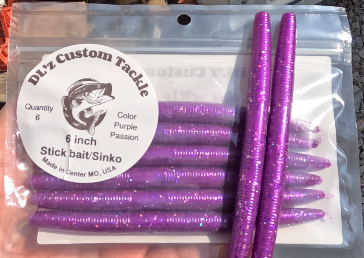 6 inch Stick Bait/Sinko Color - Purple Passion 6 Pack