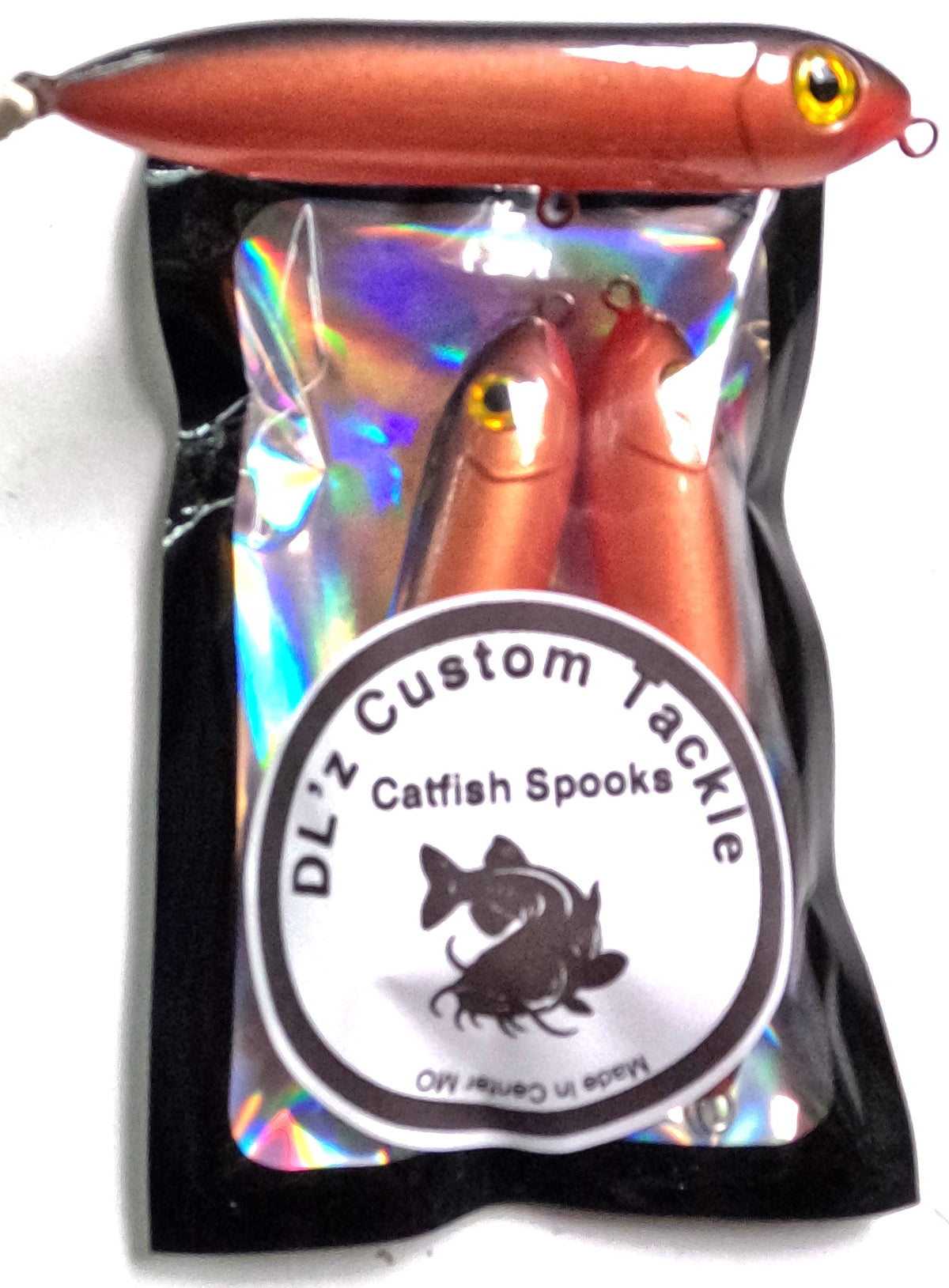 3 Pack Standard 3.74 inch Catfish Spooks - Color - Copper Black Pattern