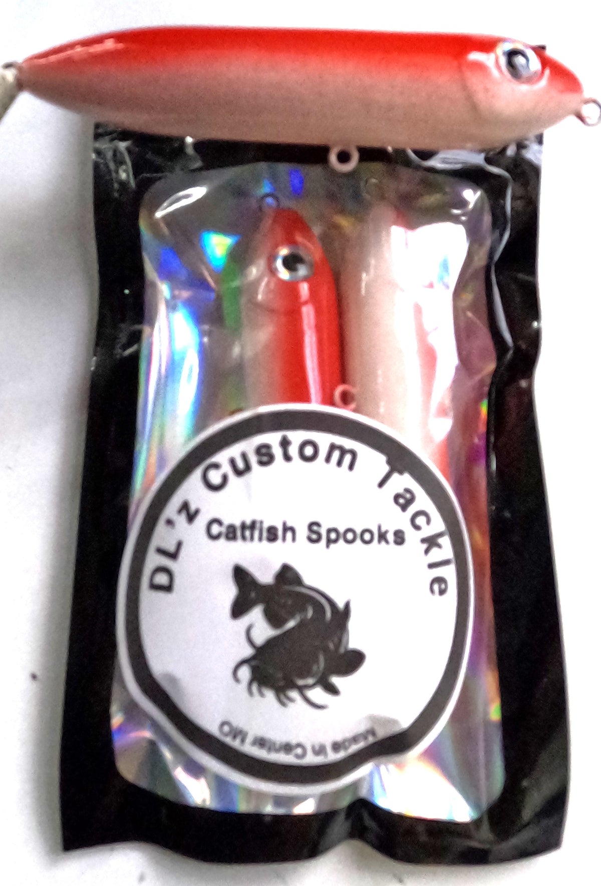 3 Pack Standard 3.74 inch Catfish Spooks - Color - Red Shad Pattern