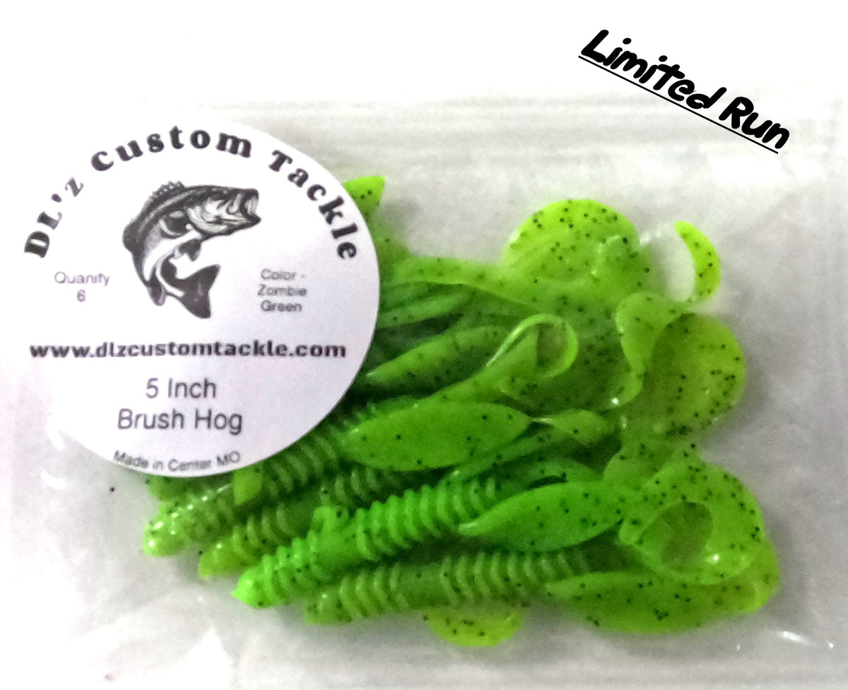 5 inch Brush Hog Bait Color - Zombie Green 6 Pack
